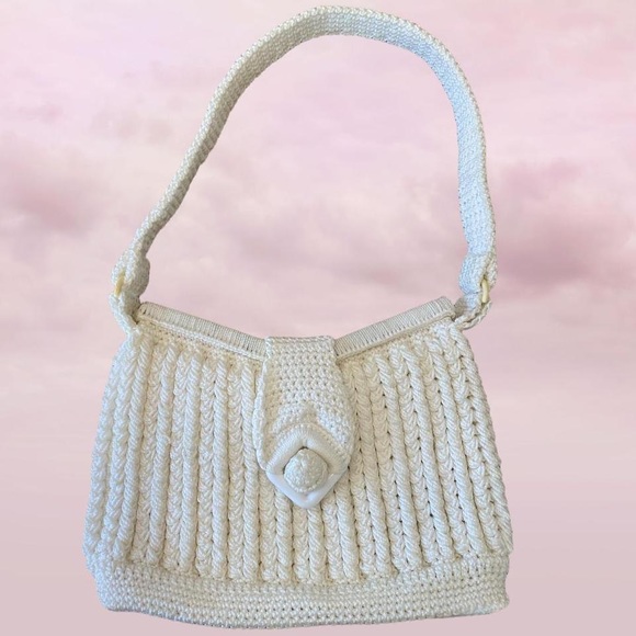 Vintage Crochet Macramé Knit 60s 70s Purse - Picture 1 of 4